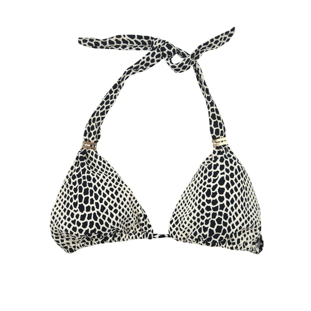Vix Paula Hermanny Bia Triangle Bikini Top Only Animal Print Black White M